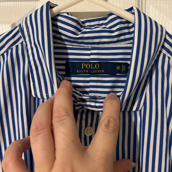 Polo Ralph Lauren blue striped collared dress size 12 - Picture 2 of 16